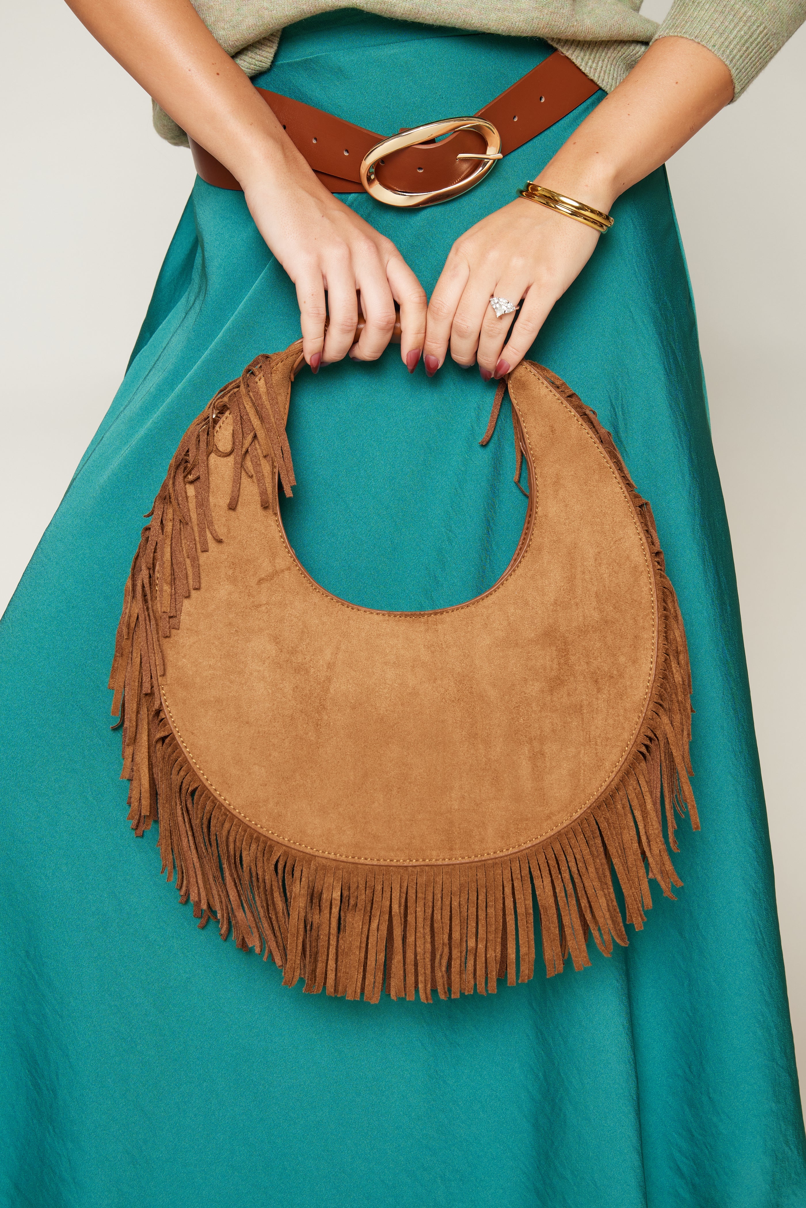 Hannah Round Fringe Hobo Bag