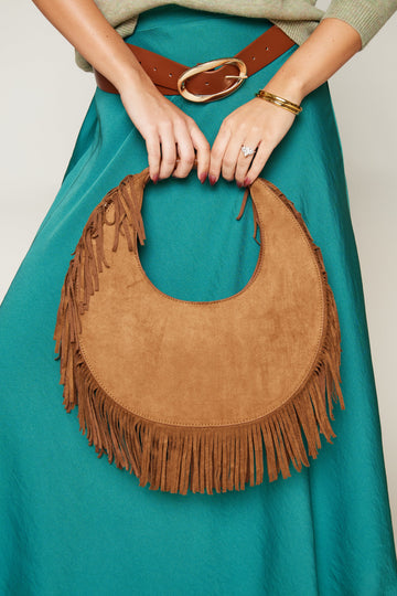 Hannah Round Fringe Hobo Bag