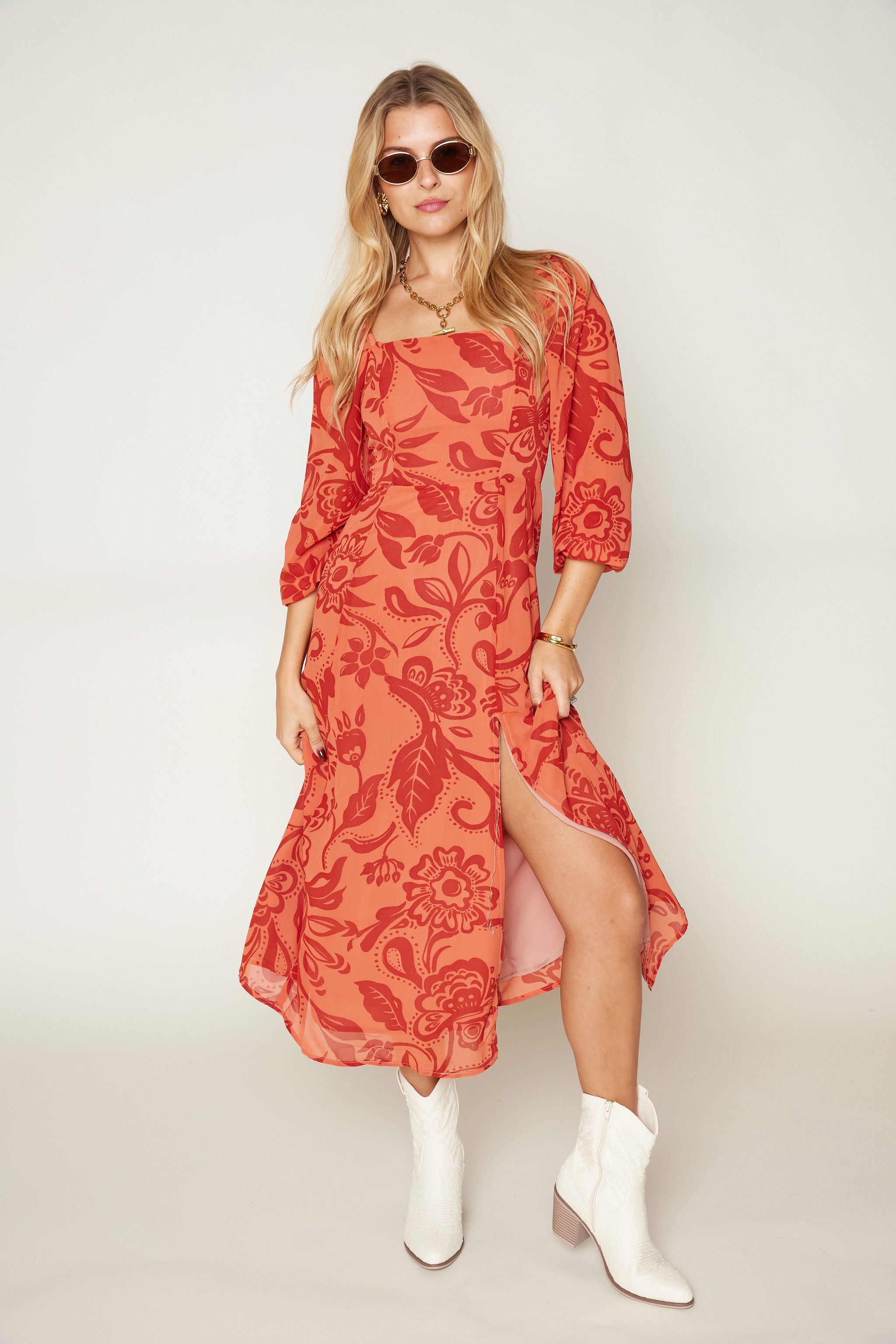 Angler Long Sleeve Bossa Nova Midi Dress