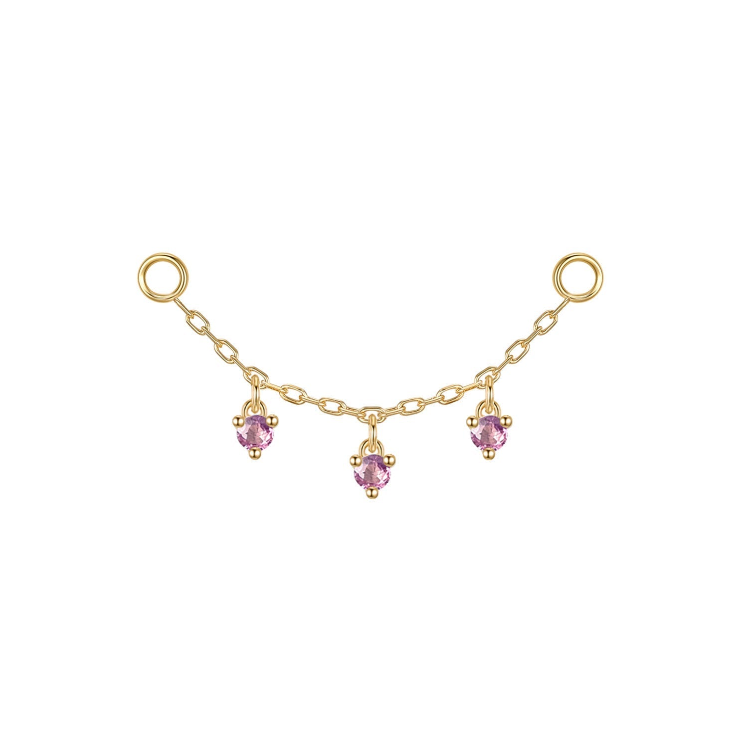 Chain with Dripping Round Colored Gemstones