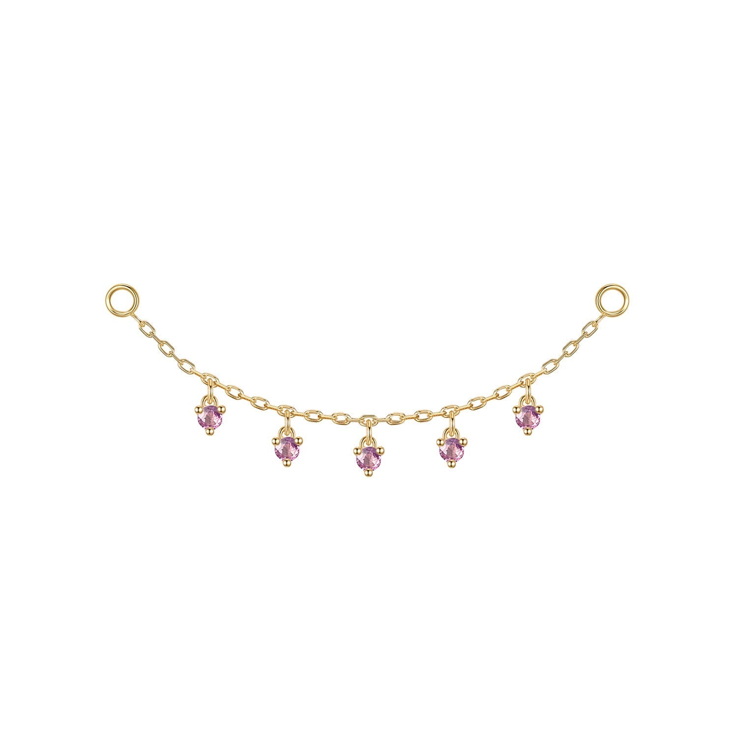 Chain with Dripping Round Colored Gemstones