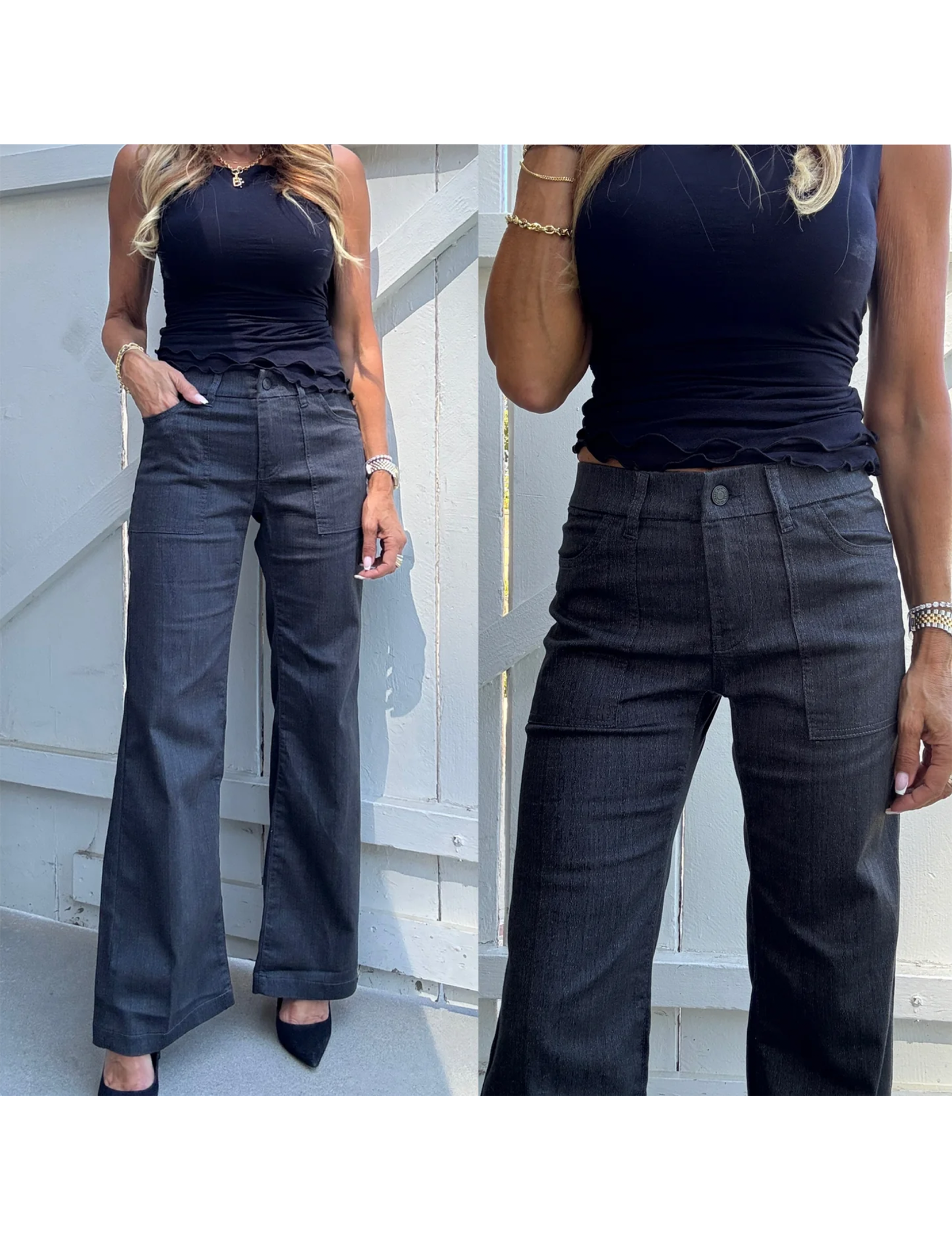 Romi Flare Pant, Black Wash