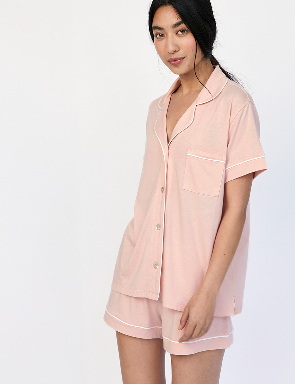 Boyfriend Short PJ Set Light Rosebloom