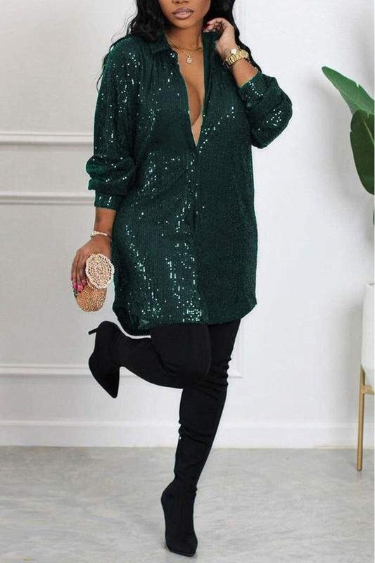 Sequin Clubwear Shirt Dress SALE