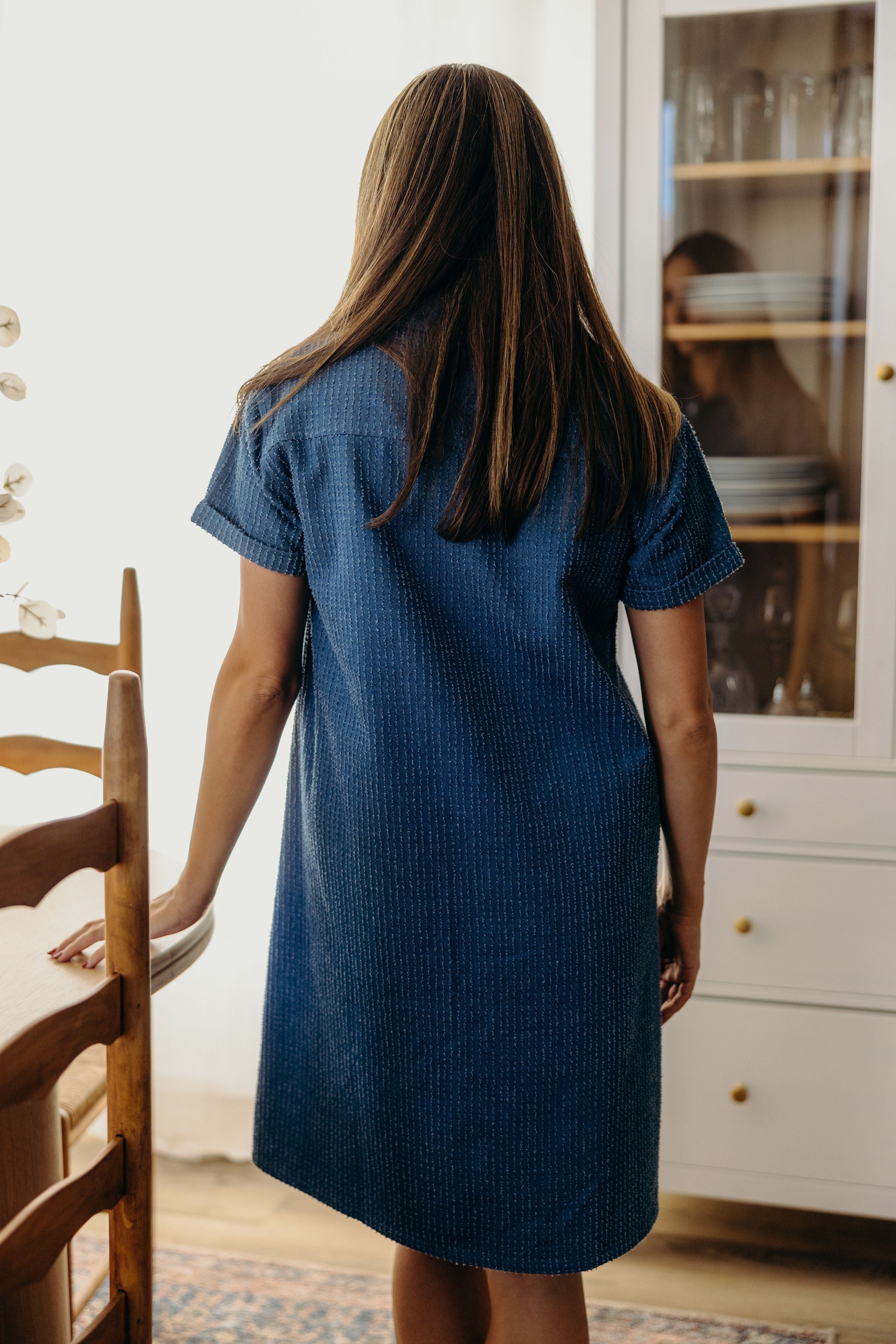 THE TIA IN DENIM TEXTURED STRIPE FINAL SALE