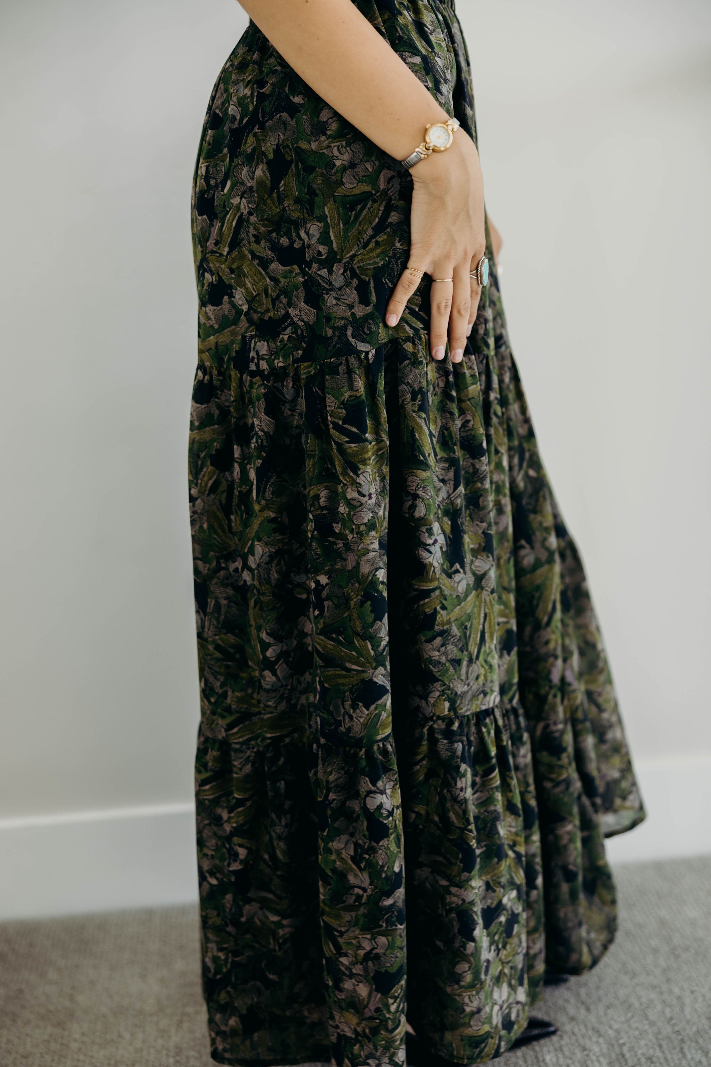 TIERED BOHO SKIRT IN HERITAGE IVY