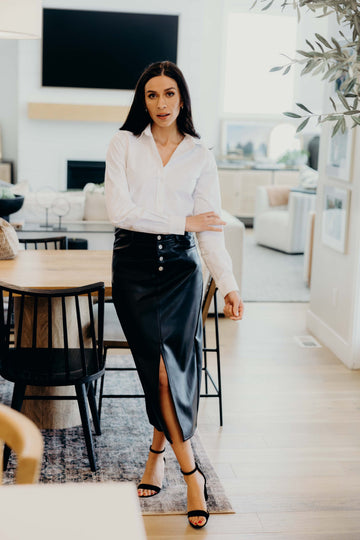 MAXI SKIRT IN BLACK LEATHER FINAL SALE