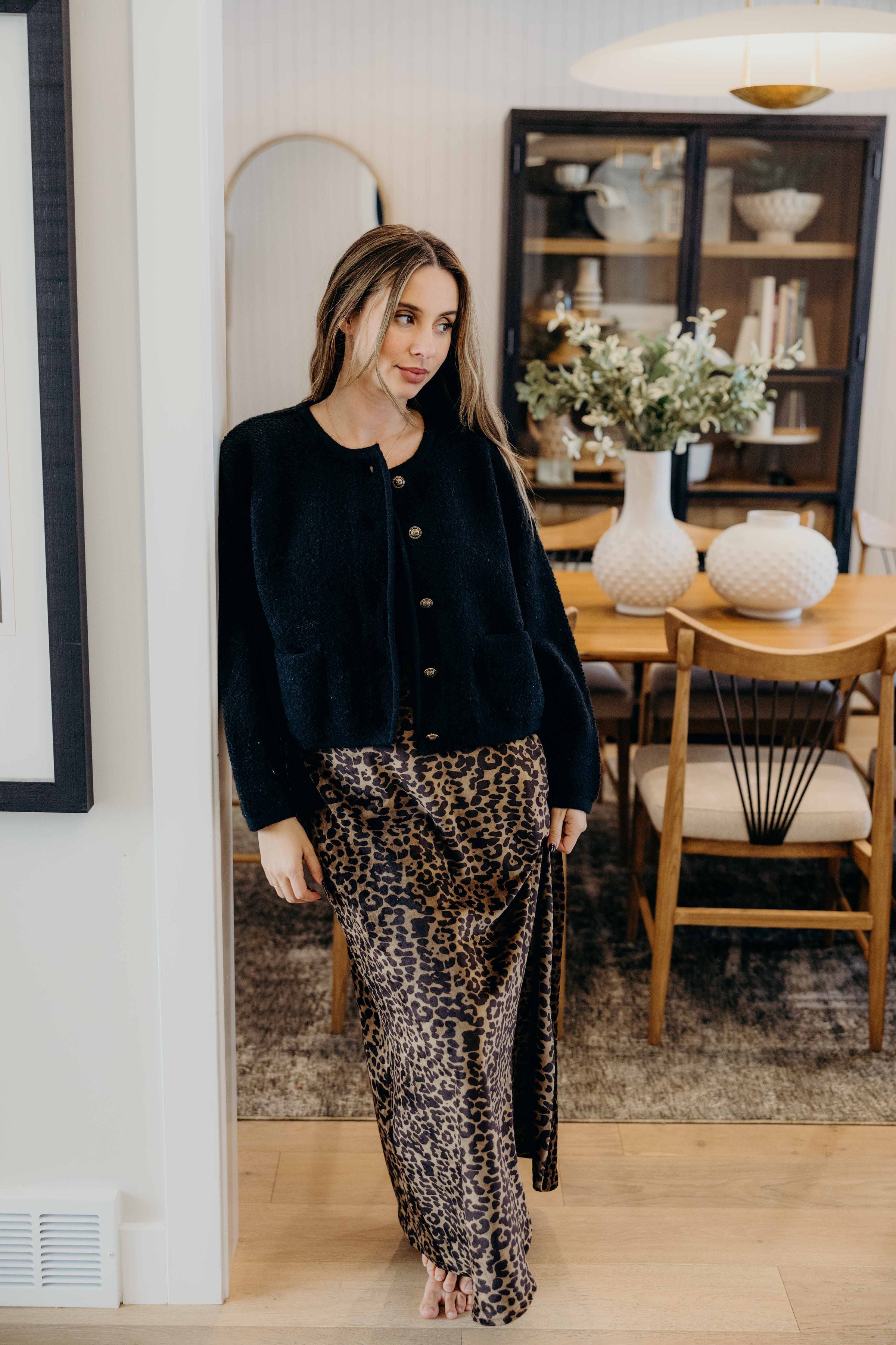MAXI SLIP SKIRT IN SAVANNA SPOTS