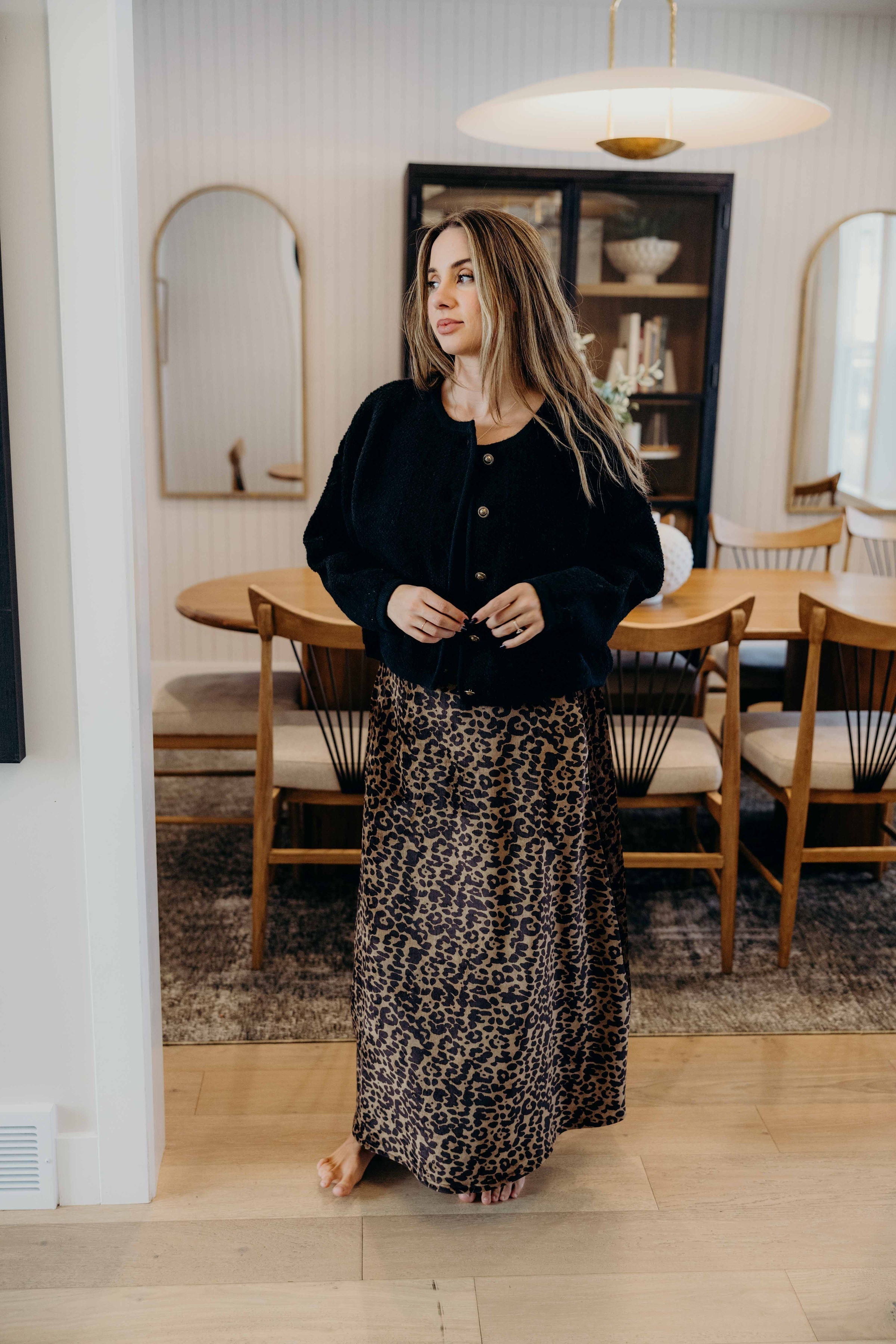MAXI SLIP SKIRT IN SAVANNA SPOTS