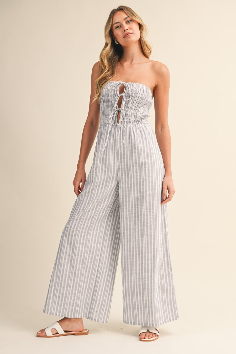 Strapless Tie Front Jumpsuit