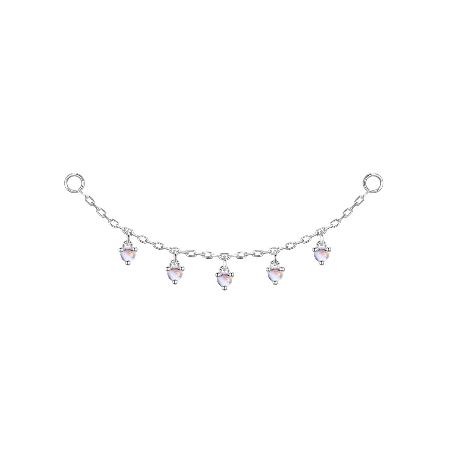Chain with Dripping Round Colored Gemstones