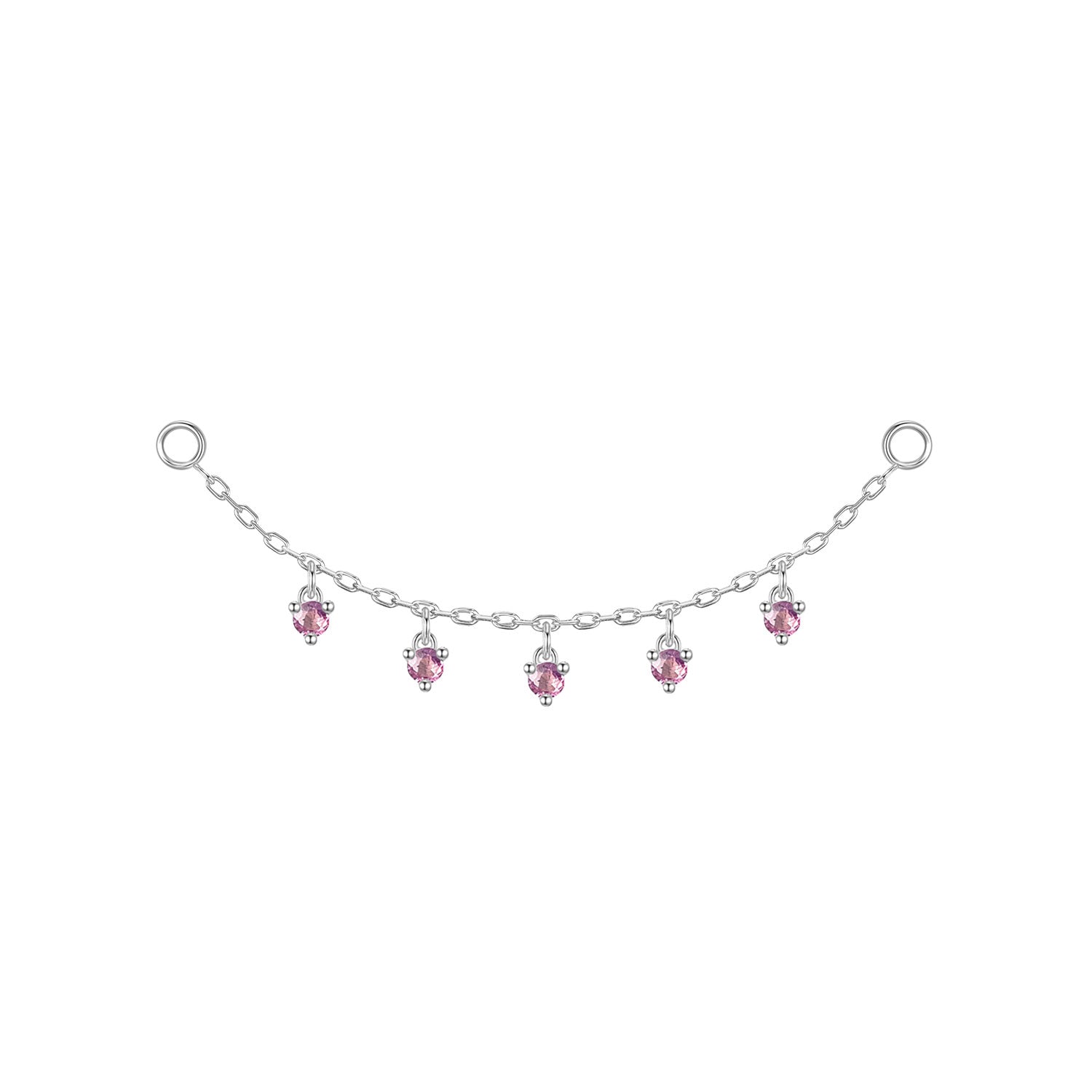 Chain with Dripping Round Colored Gemstones