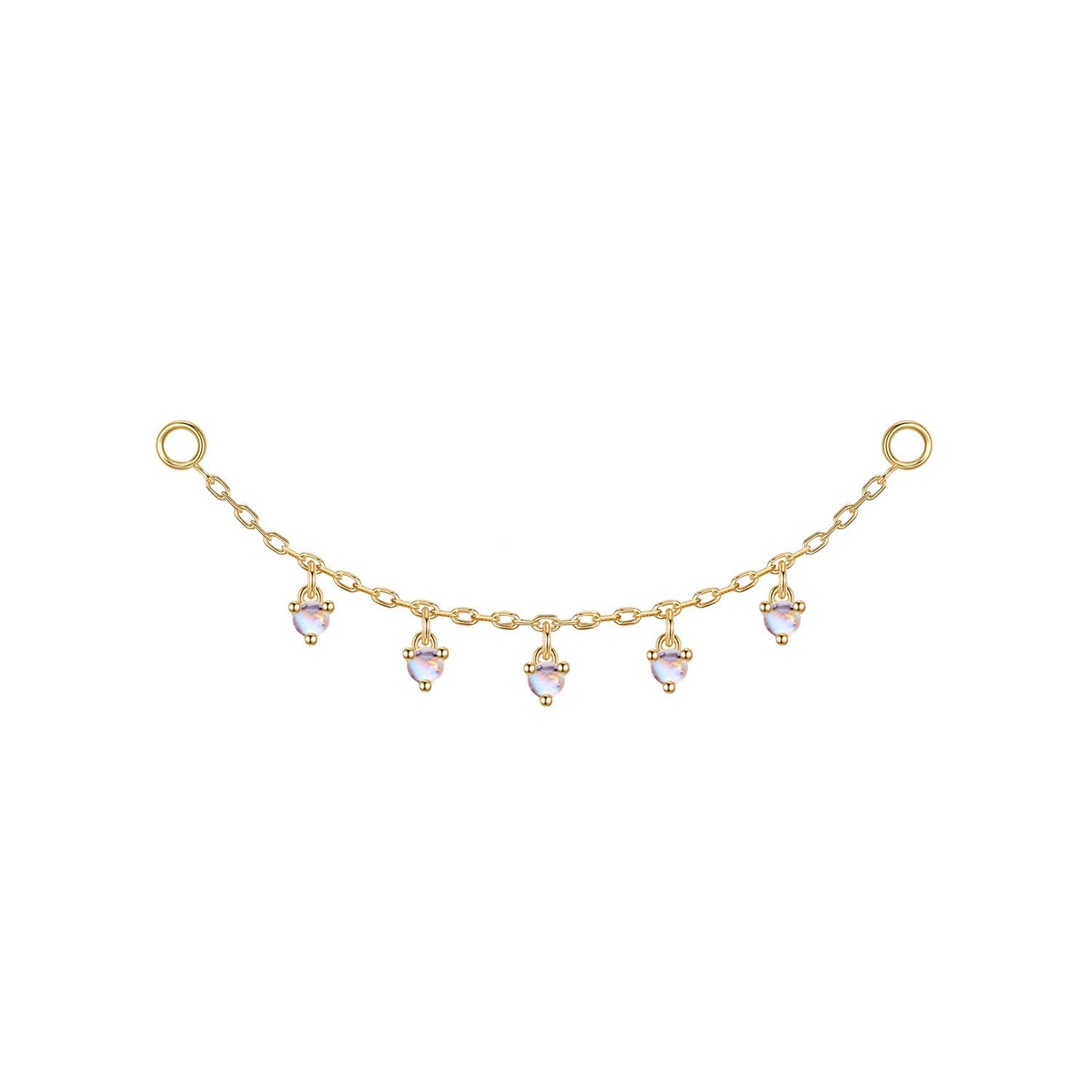 Chain with Dripping Round Colored Gemstones