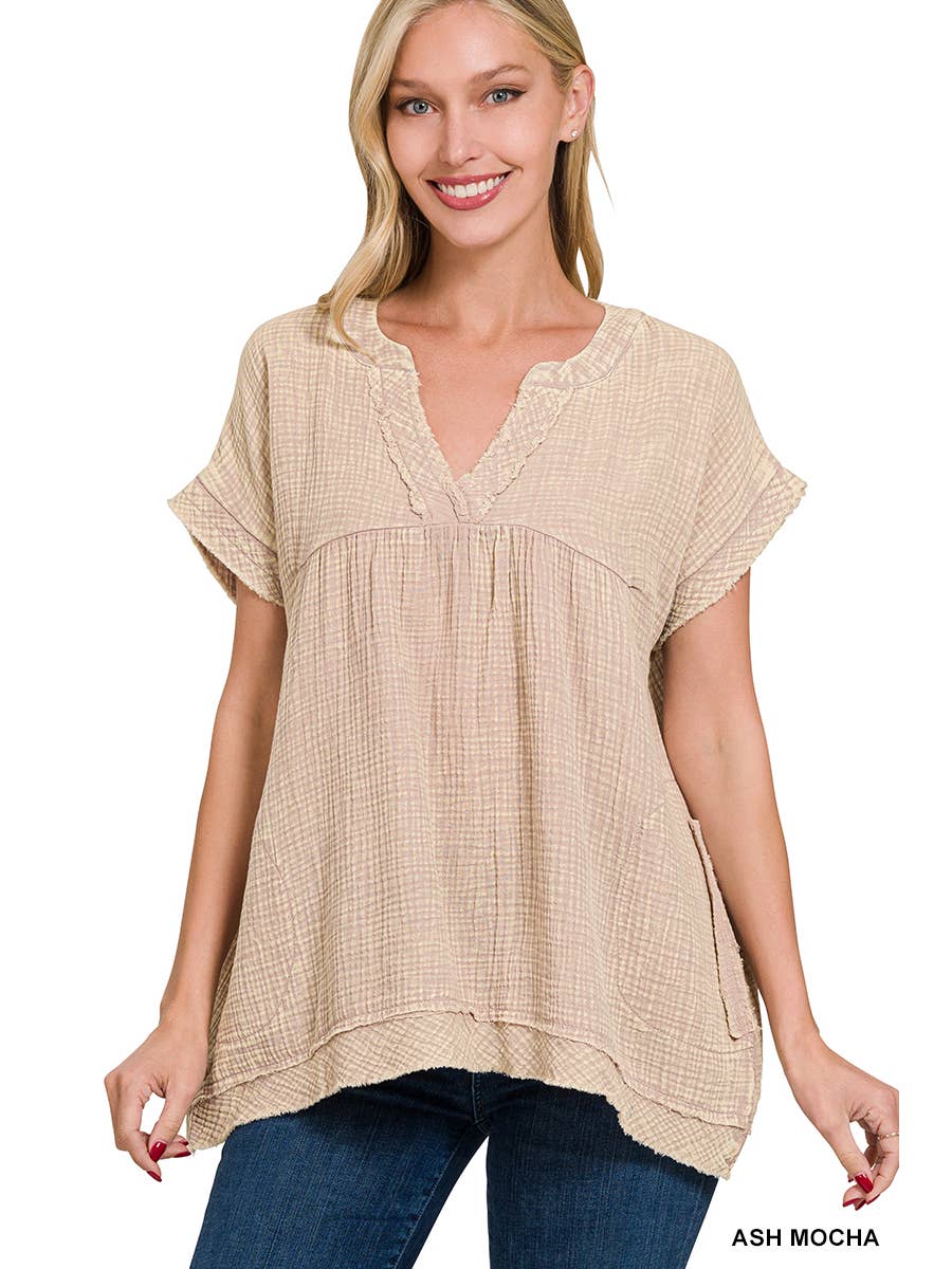 Ashlyn Gauze Shirt w/Pockets