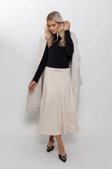Amara Gold Belted Midi Skirt