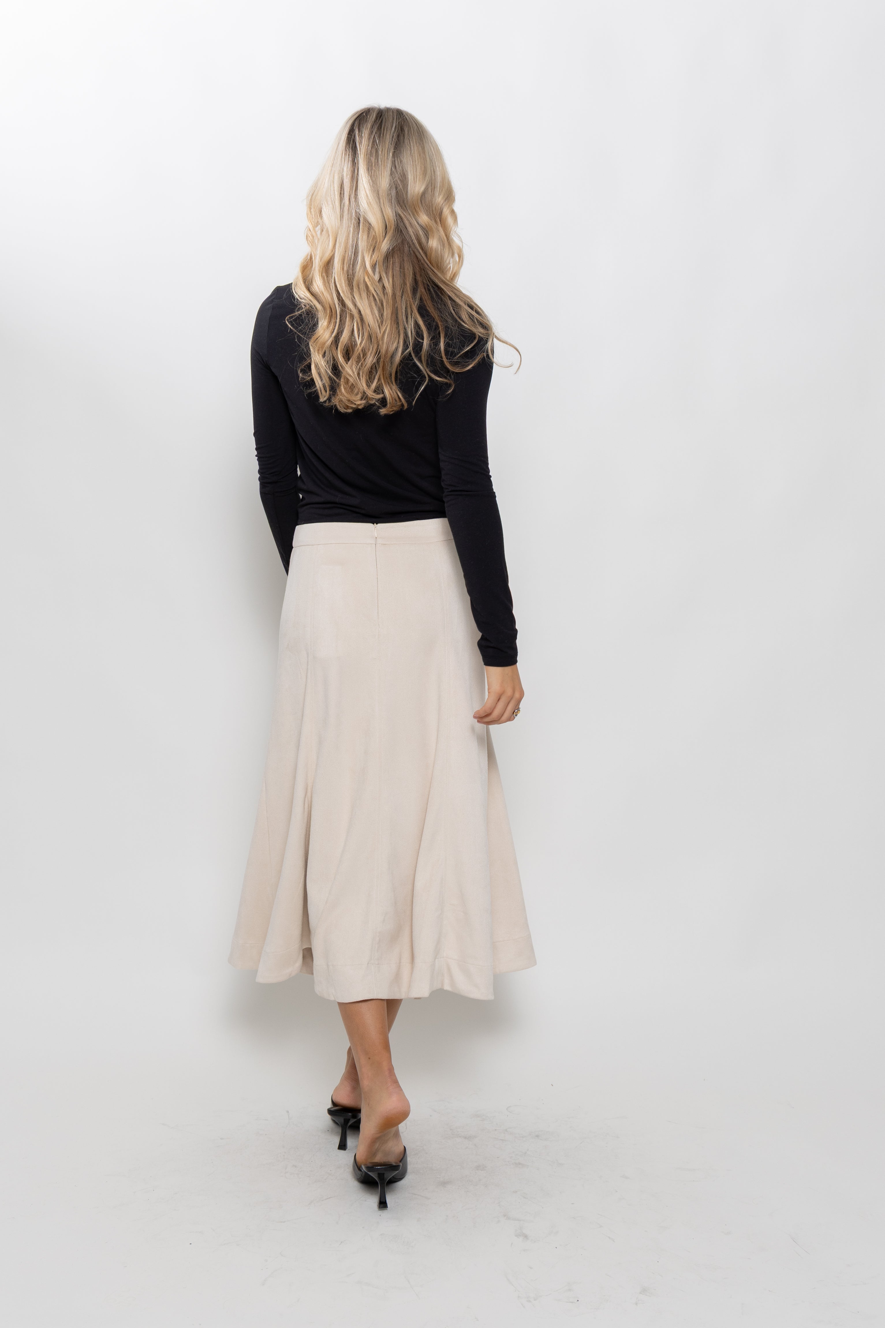 Amara Gold Belted Midi Skirt