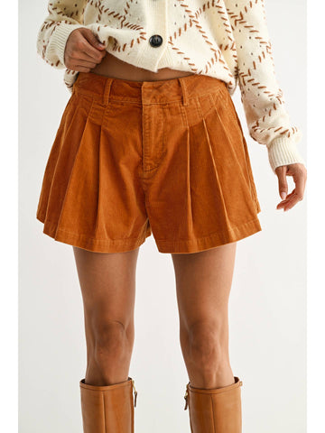Pleated Corduroy Shorts-SALE