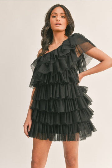 Mesh One Shoulder Dress