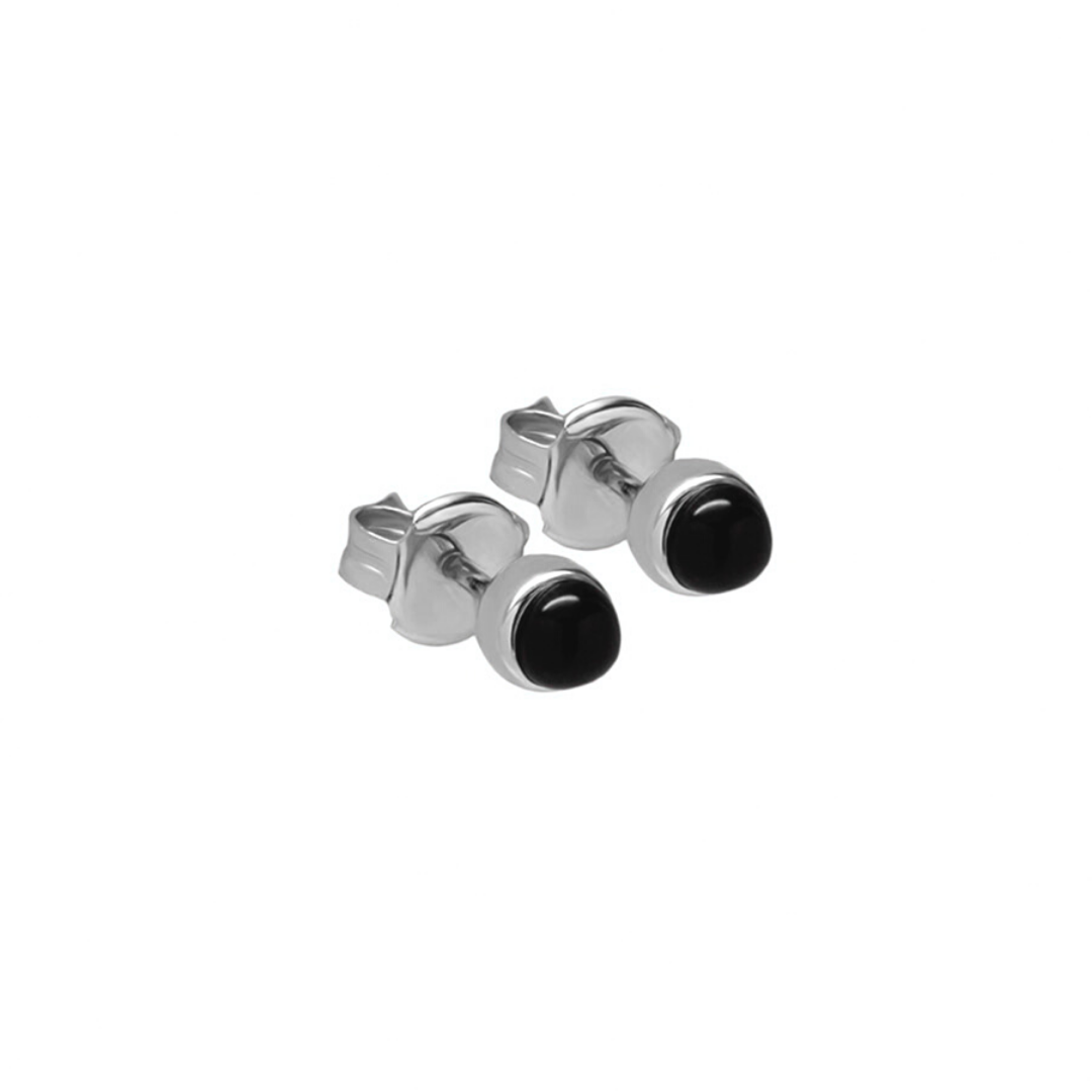 Essential Black Onyx Stud Silver Earrings