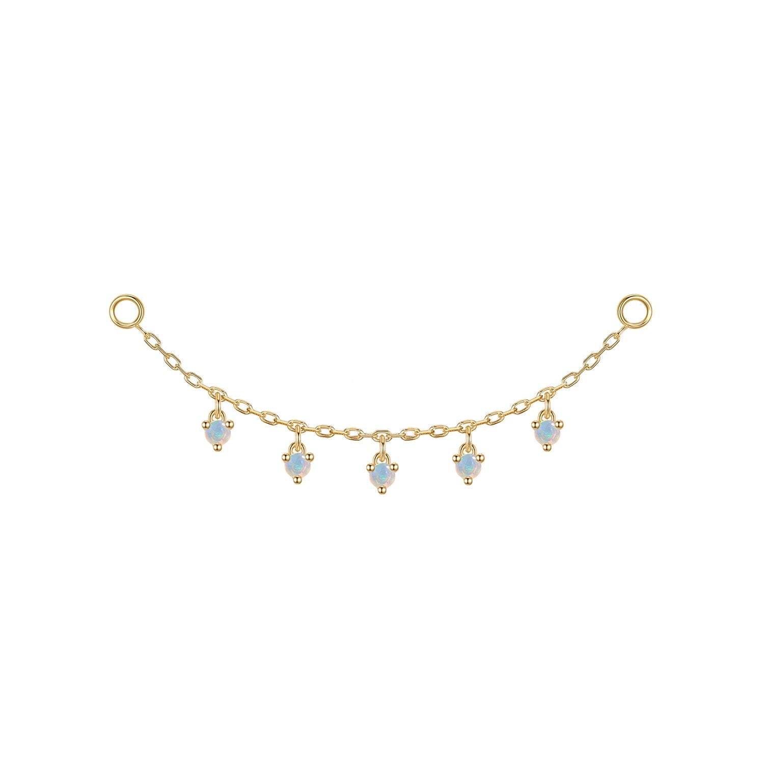 Chain with Dripping Round Colored Gemstones