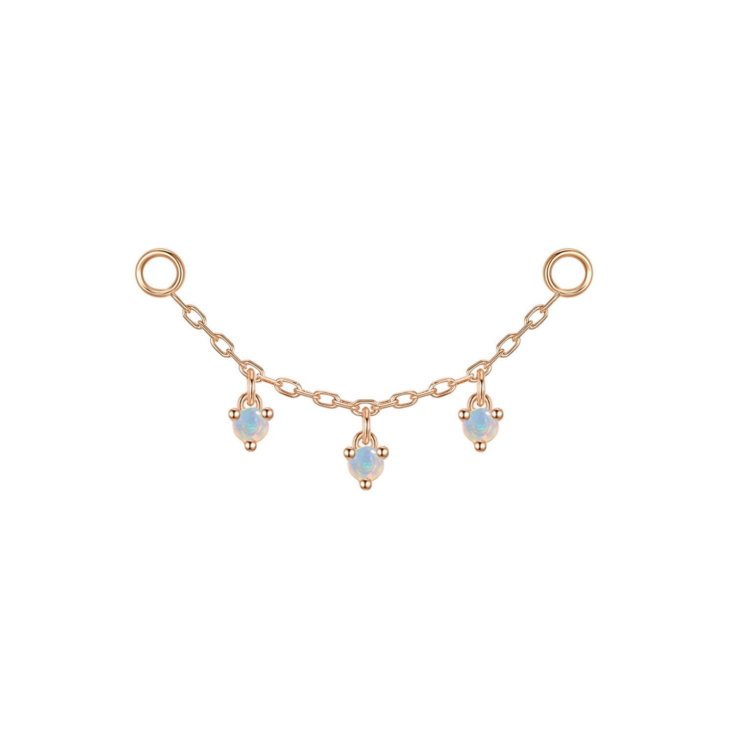 Chain with Dripping Round Colored Gemstones
