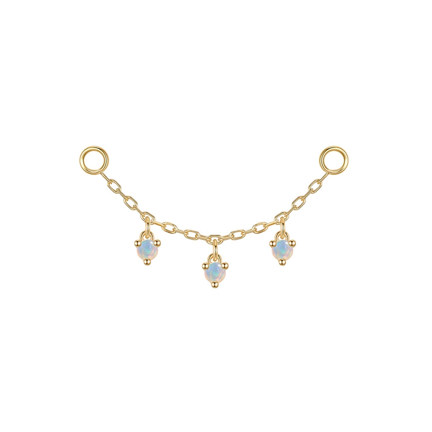 Chain with Dripping Round Colored Gemstones