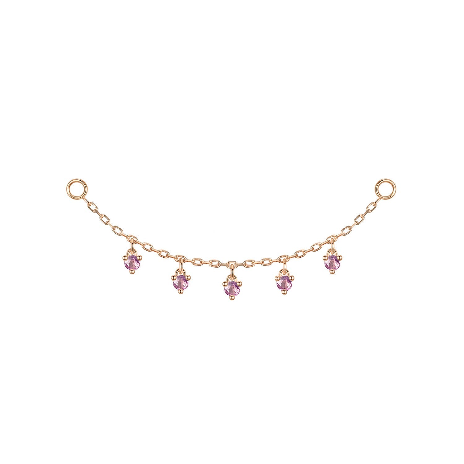 Chain with Dripping Round Colored Gemstones