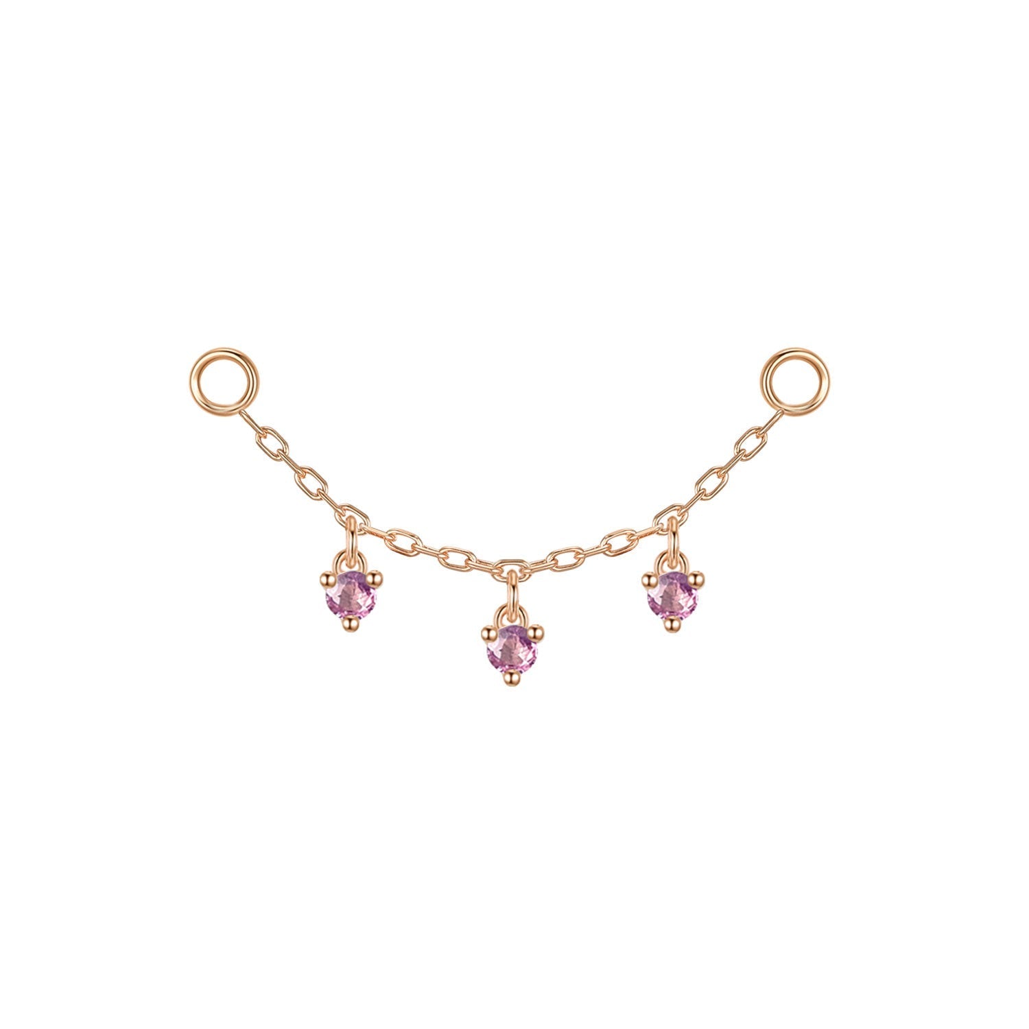 Chain with Dripping Round Colored Gemstones