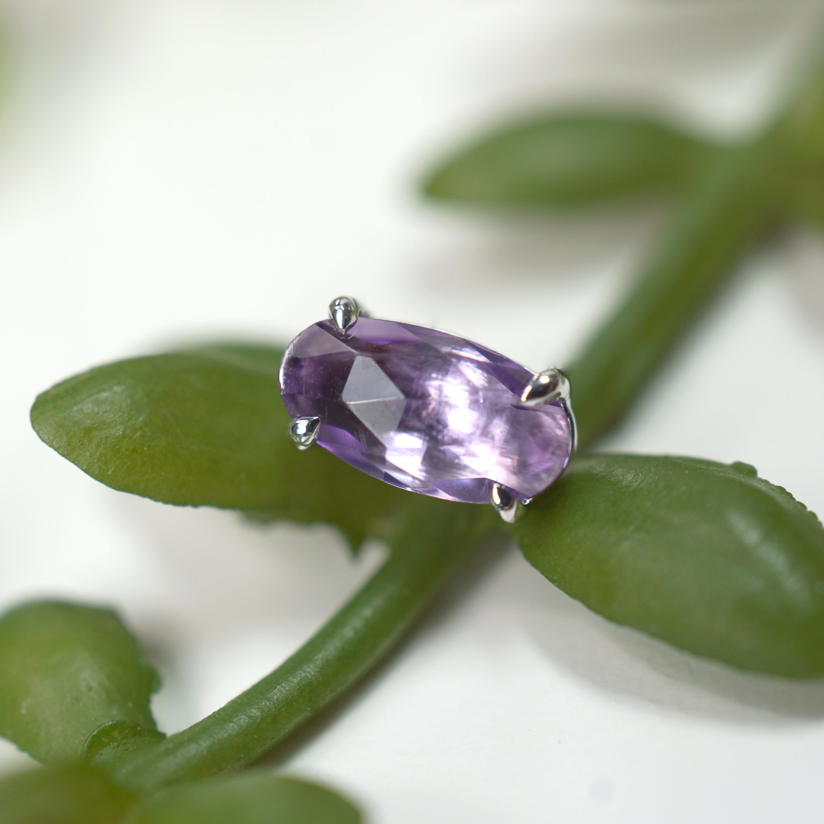 Oval Rose Cut Gemstone Claw Set Solitaire