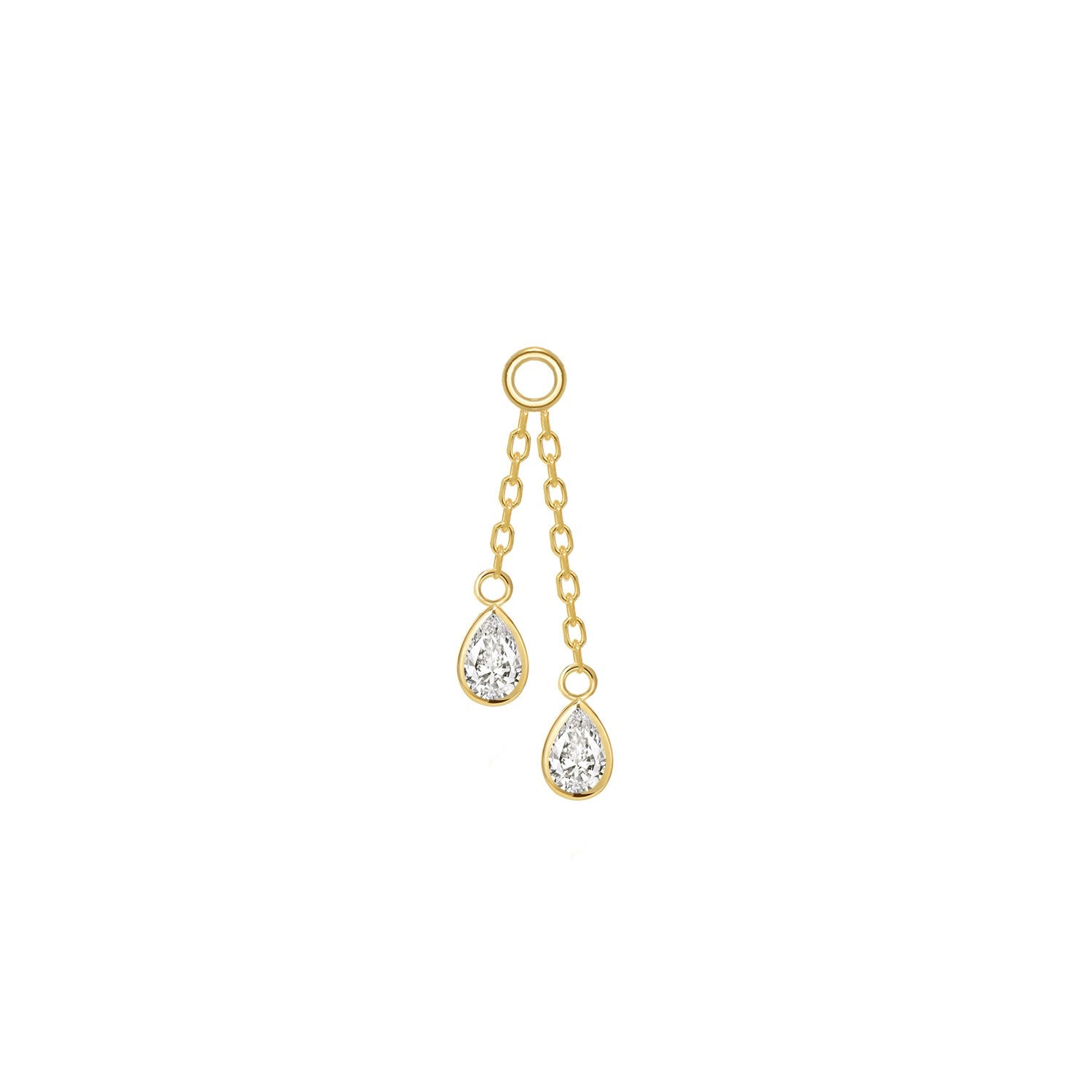 Double Pear Bezel Charm On Chain - Diamond