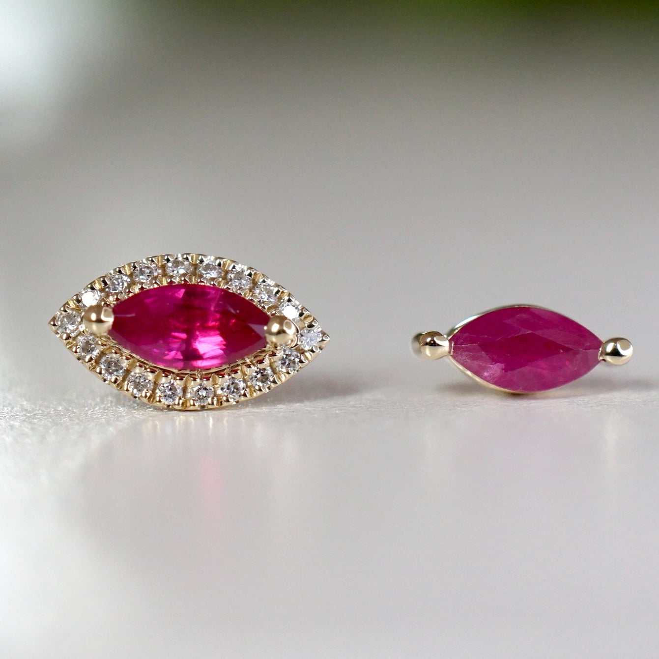 Diamond Halo - Marquise Ruby, Blue Sapphire and Opal - Emma