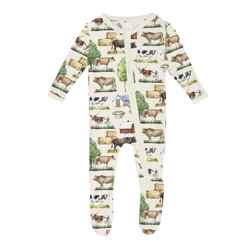 Natural Gazing Cows Zipper Footie
