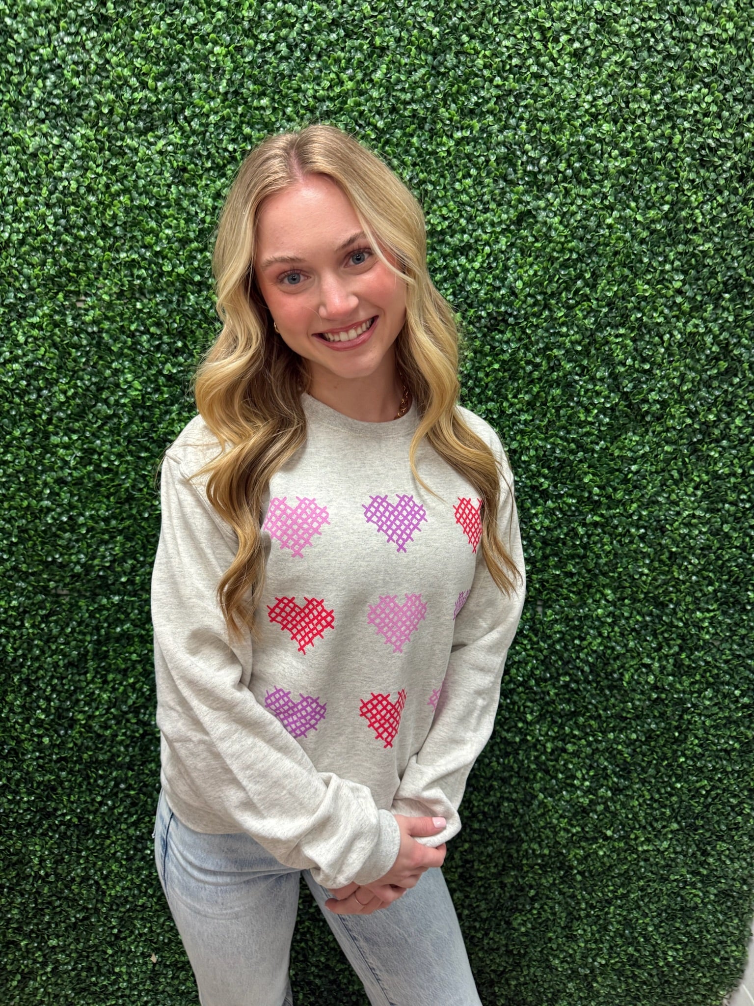 Cross Stitch Heart Sweatshirt