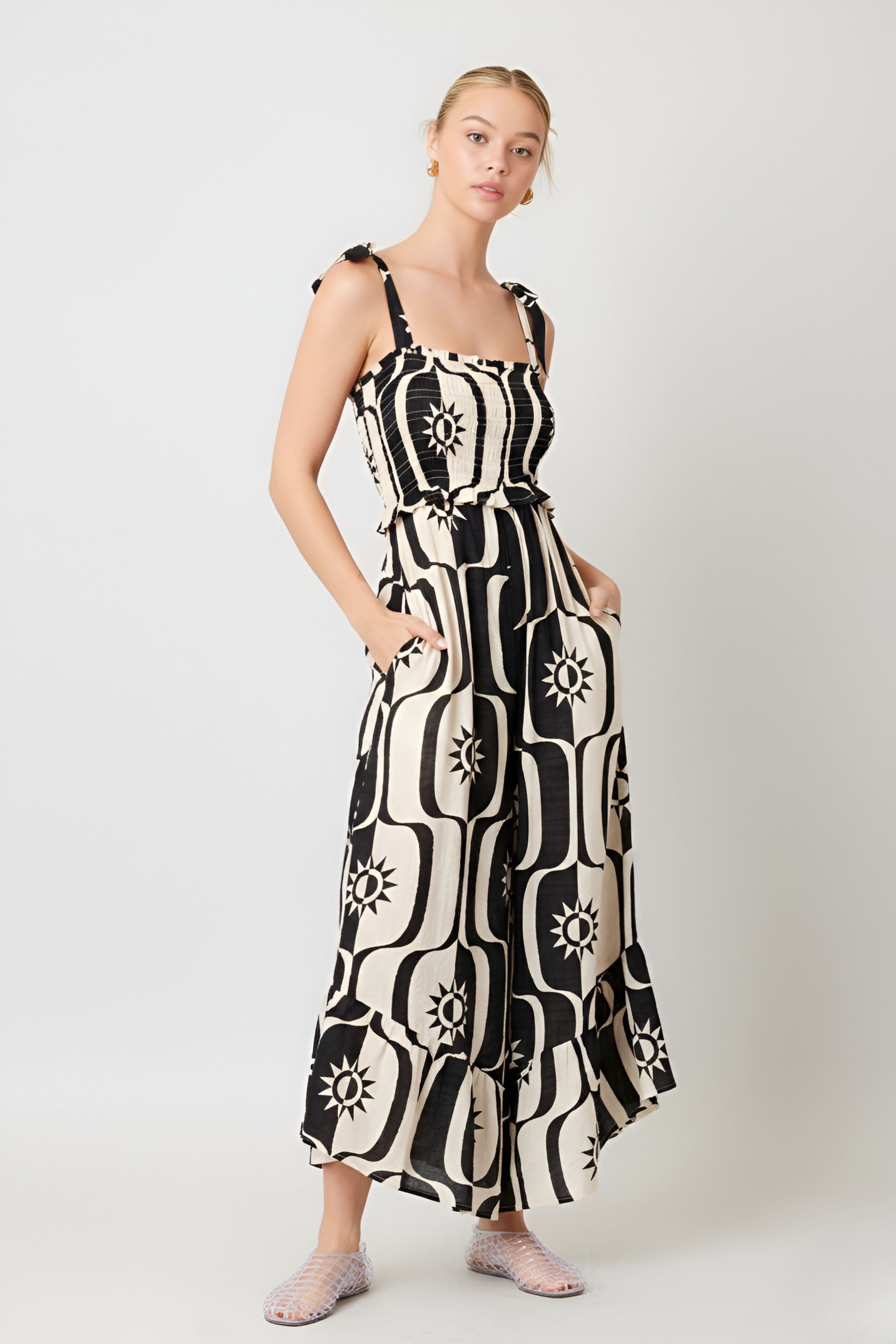 Jensy Abstract Wide Leg Jumpsuit