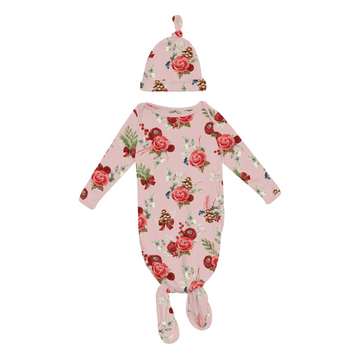Baby Rose Gown & Hat Set
