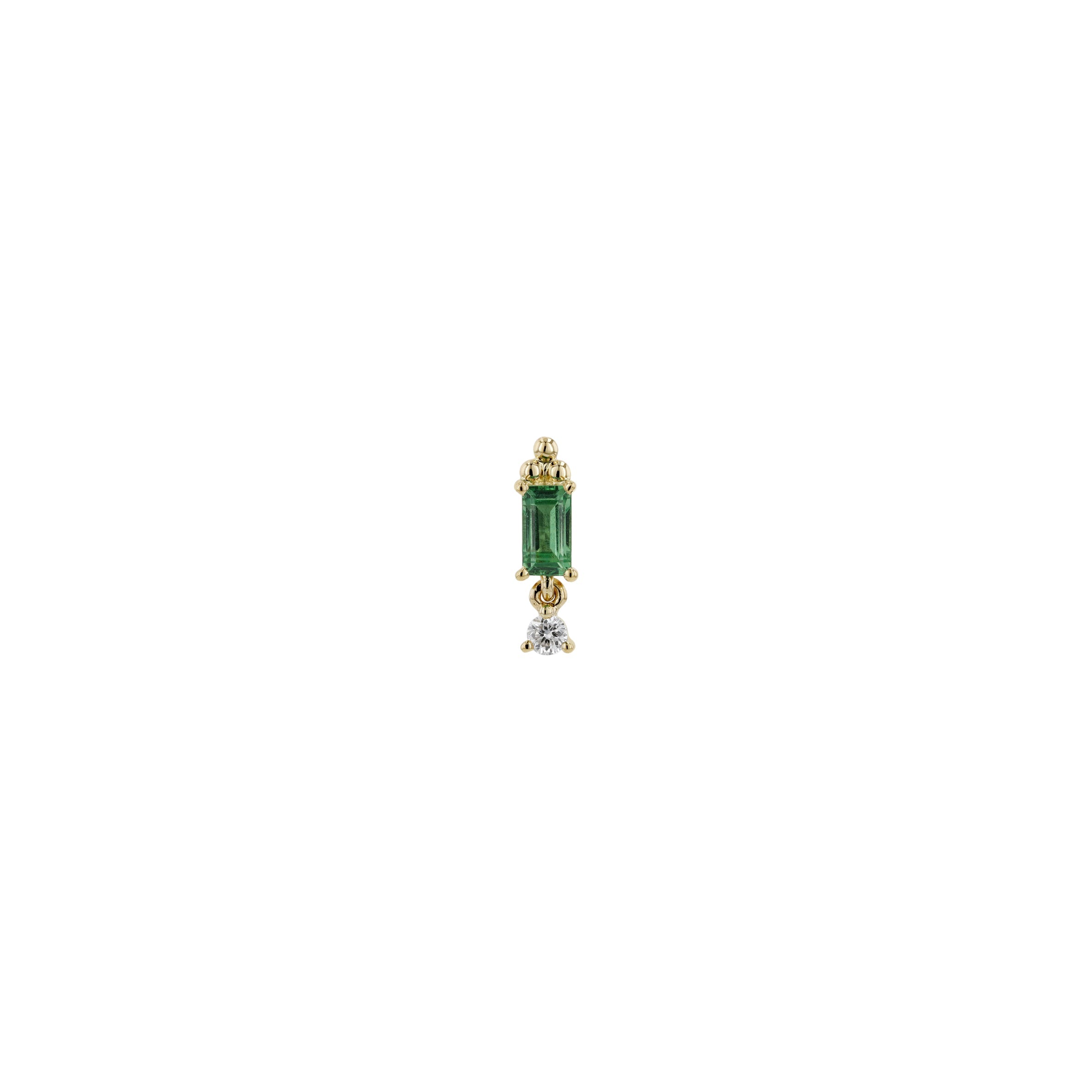 Tsavorite Garnet with 3 Cluster Bead and Diamond Dangle