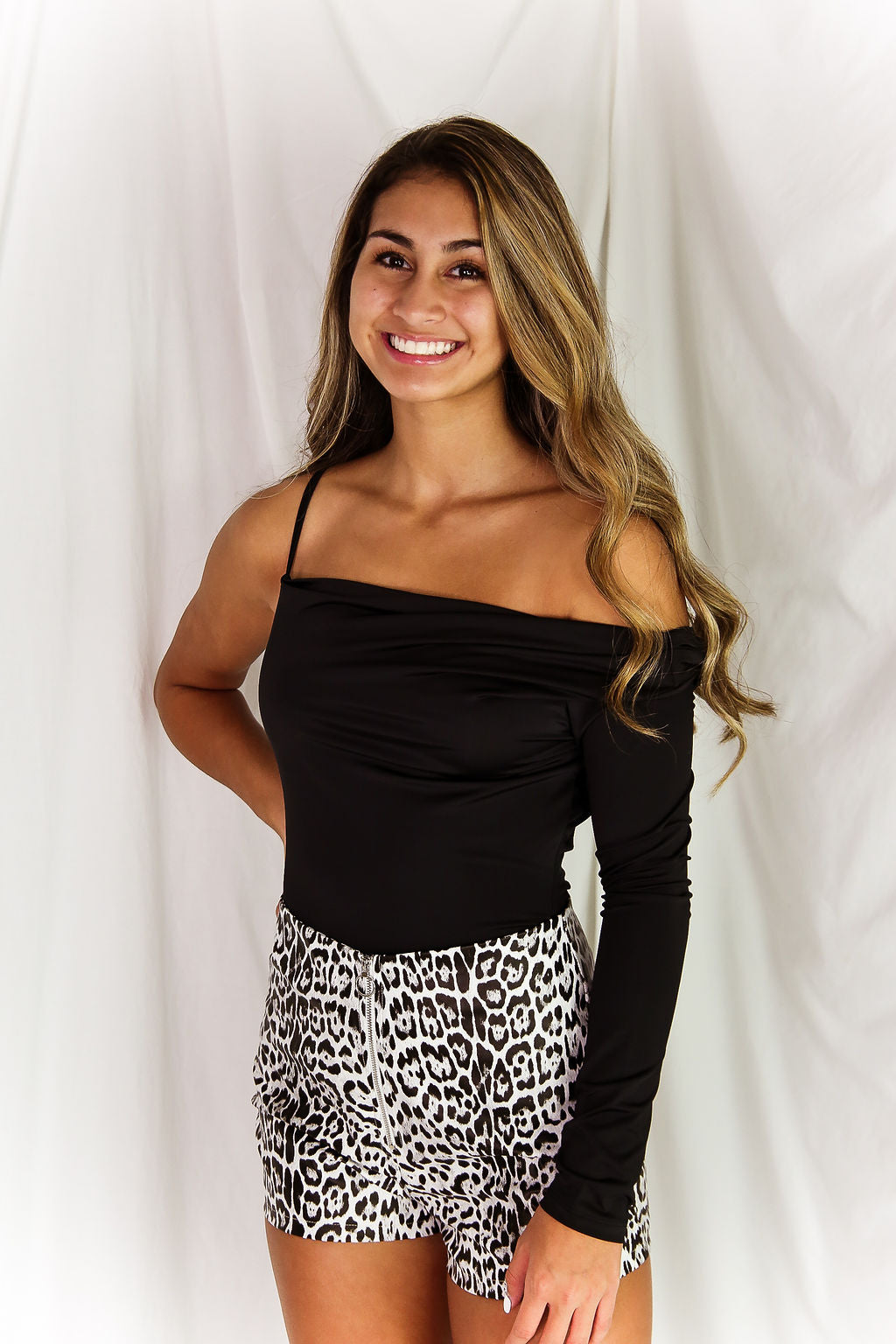 Purple Cowl Neck One Shoulder Bodysuit