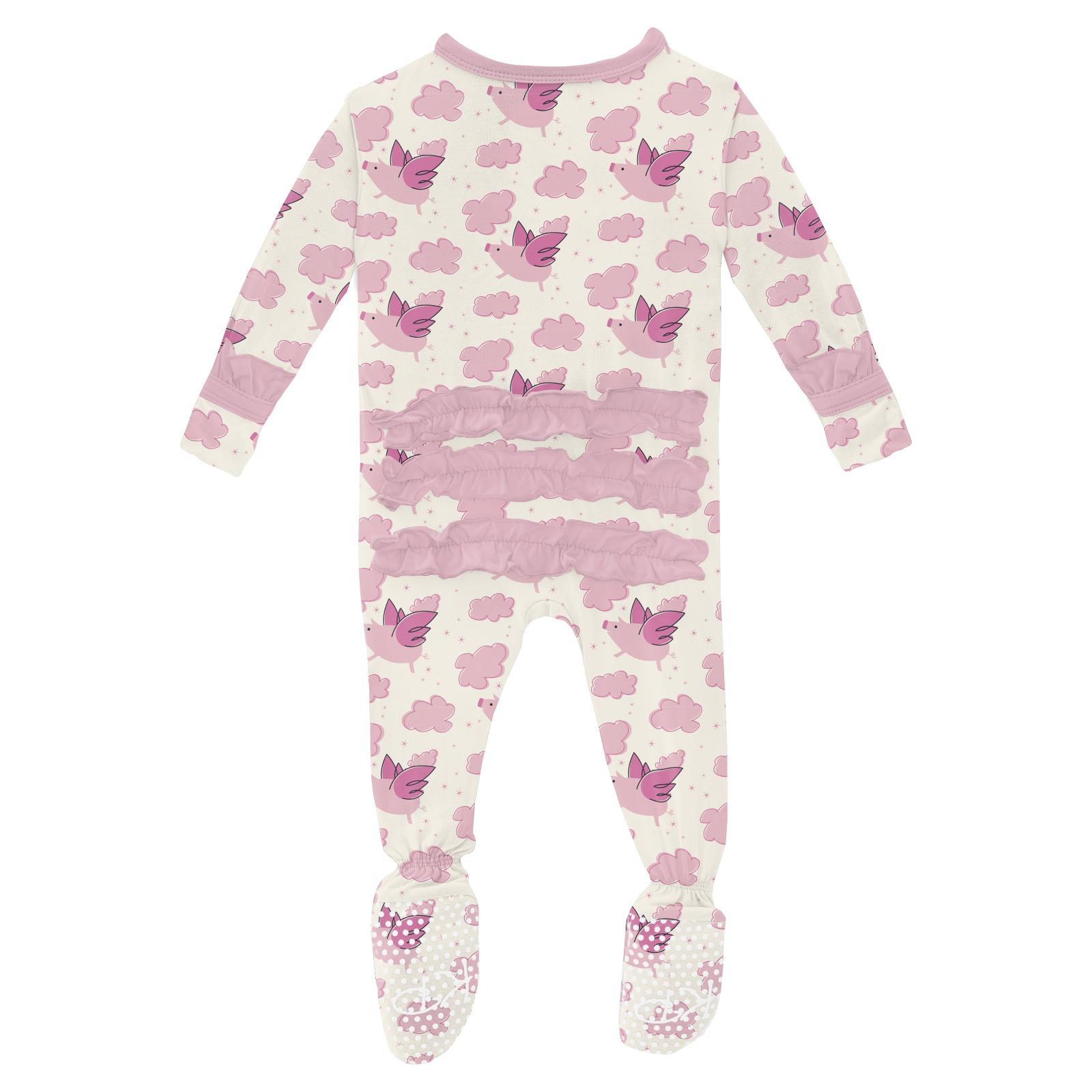 Natural Flying Pigs 2 Way Zip Footie