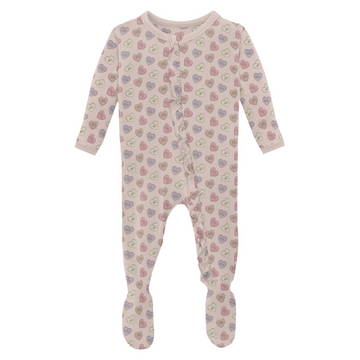 Candy Hearts Ruffle Zip Footie