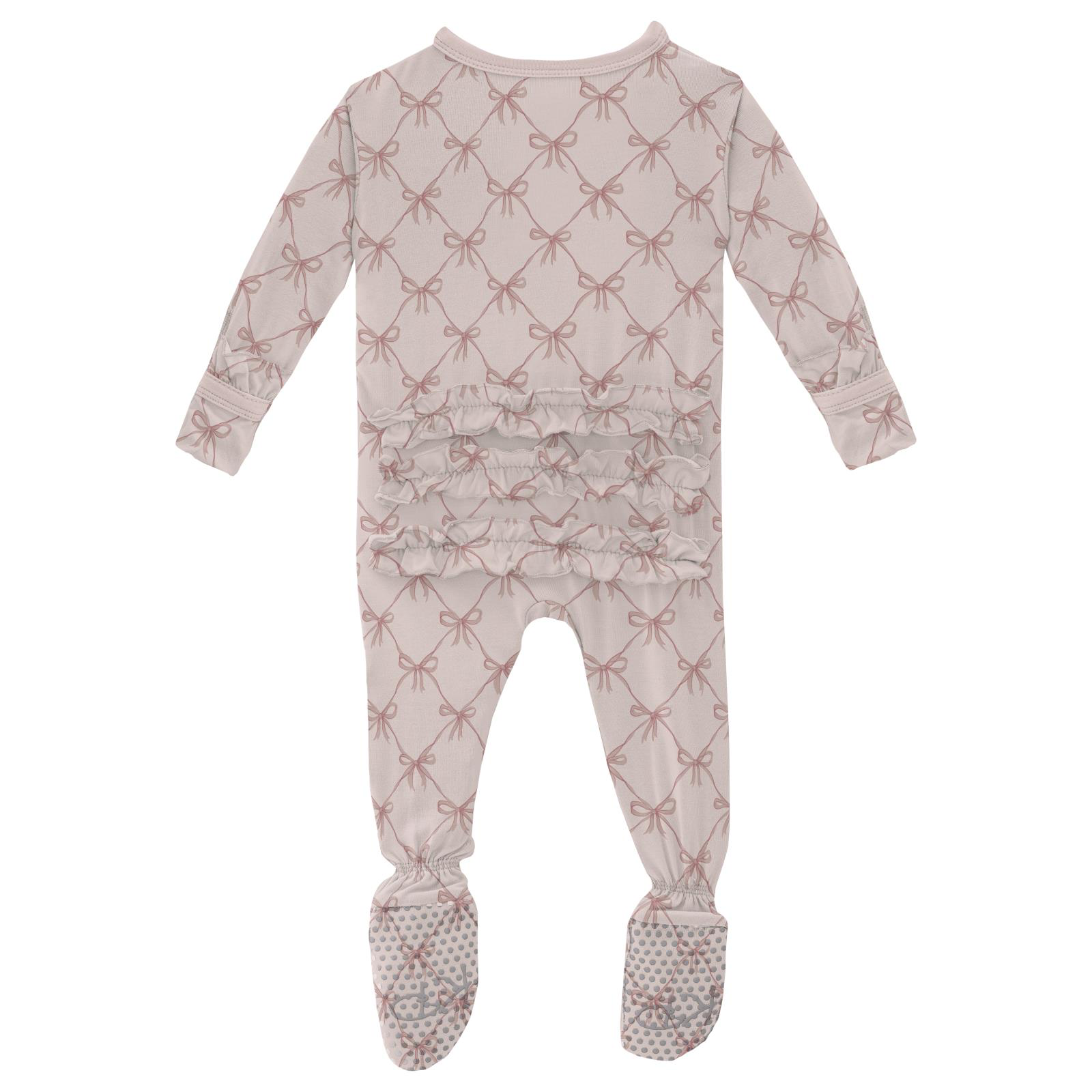 Bow Lattice Ruffle Footie
