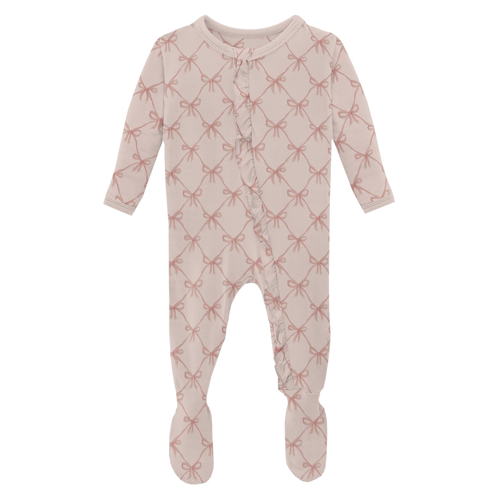 Bow Lattice Ruffle Footie