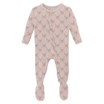 Bow Lattice Ruffle Footie
