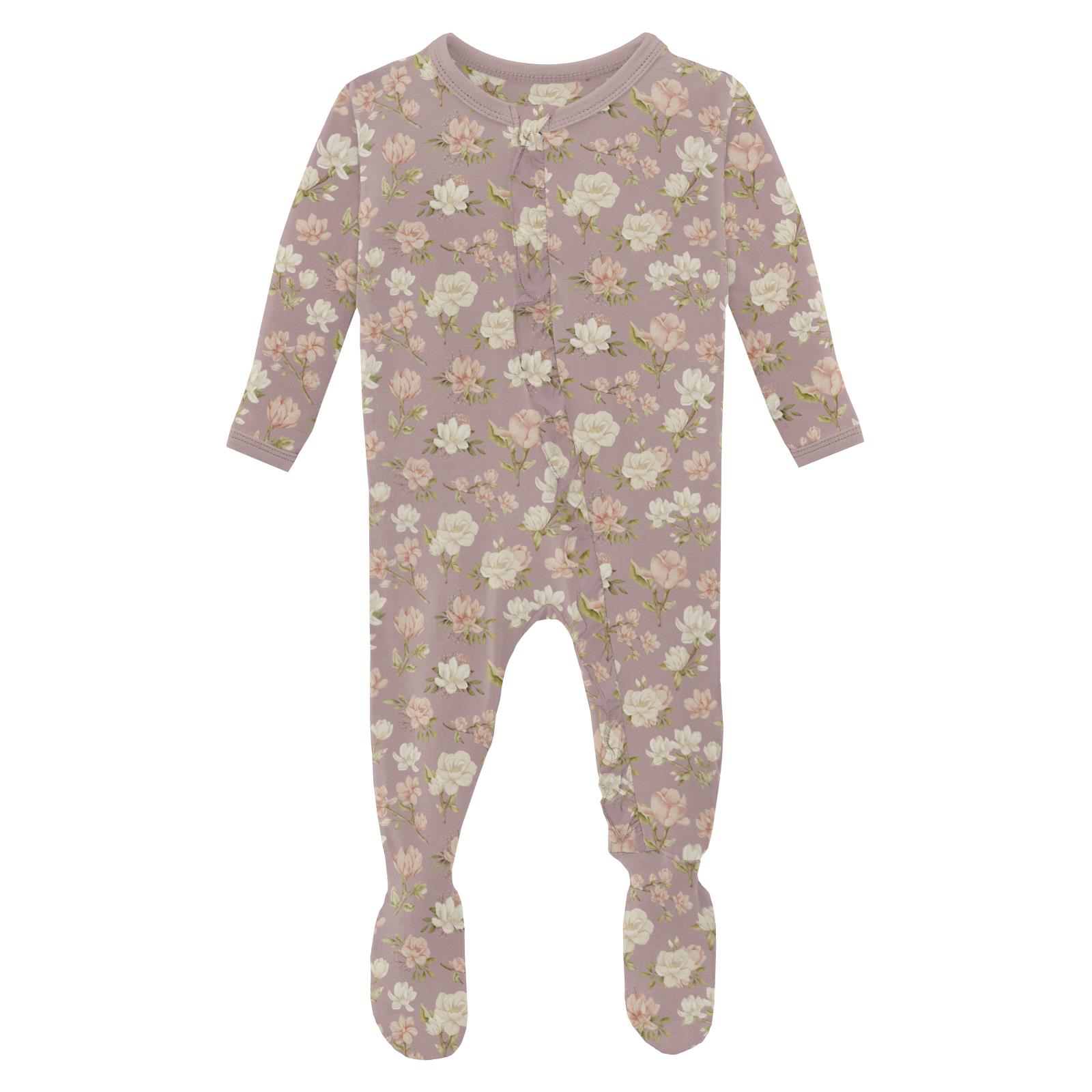 Sweet Pea Spring Floral Zipper Footie