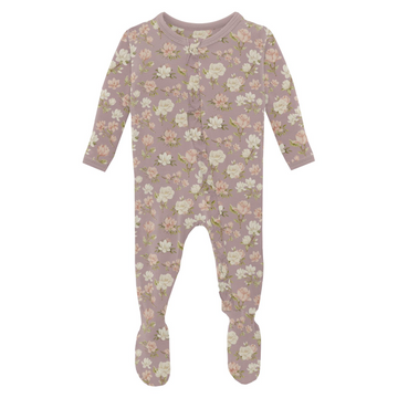 Sweet Pea Spring Floral Zipper Footie