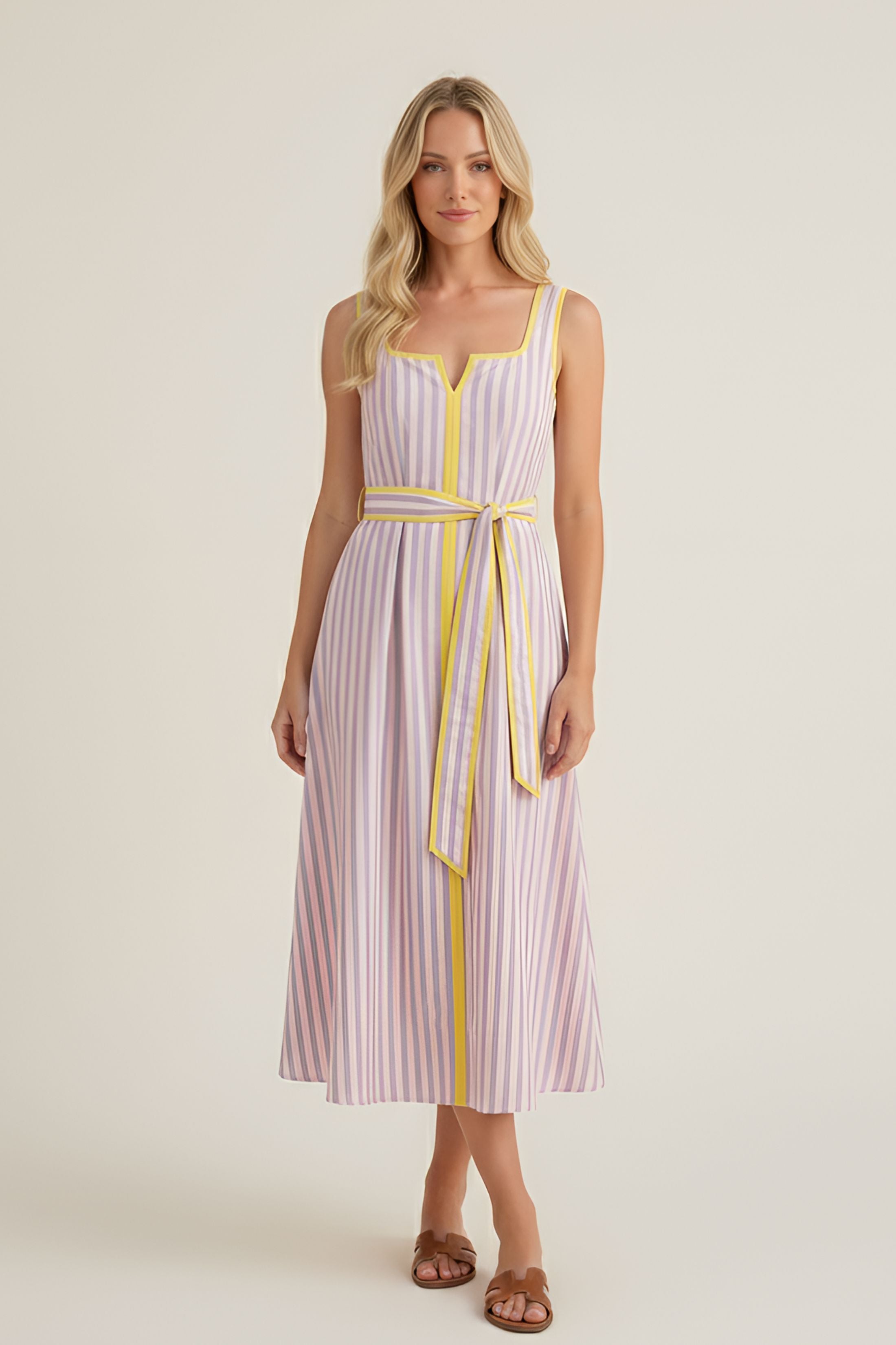 Remi Sleeveless Striped Midi Dress