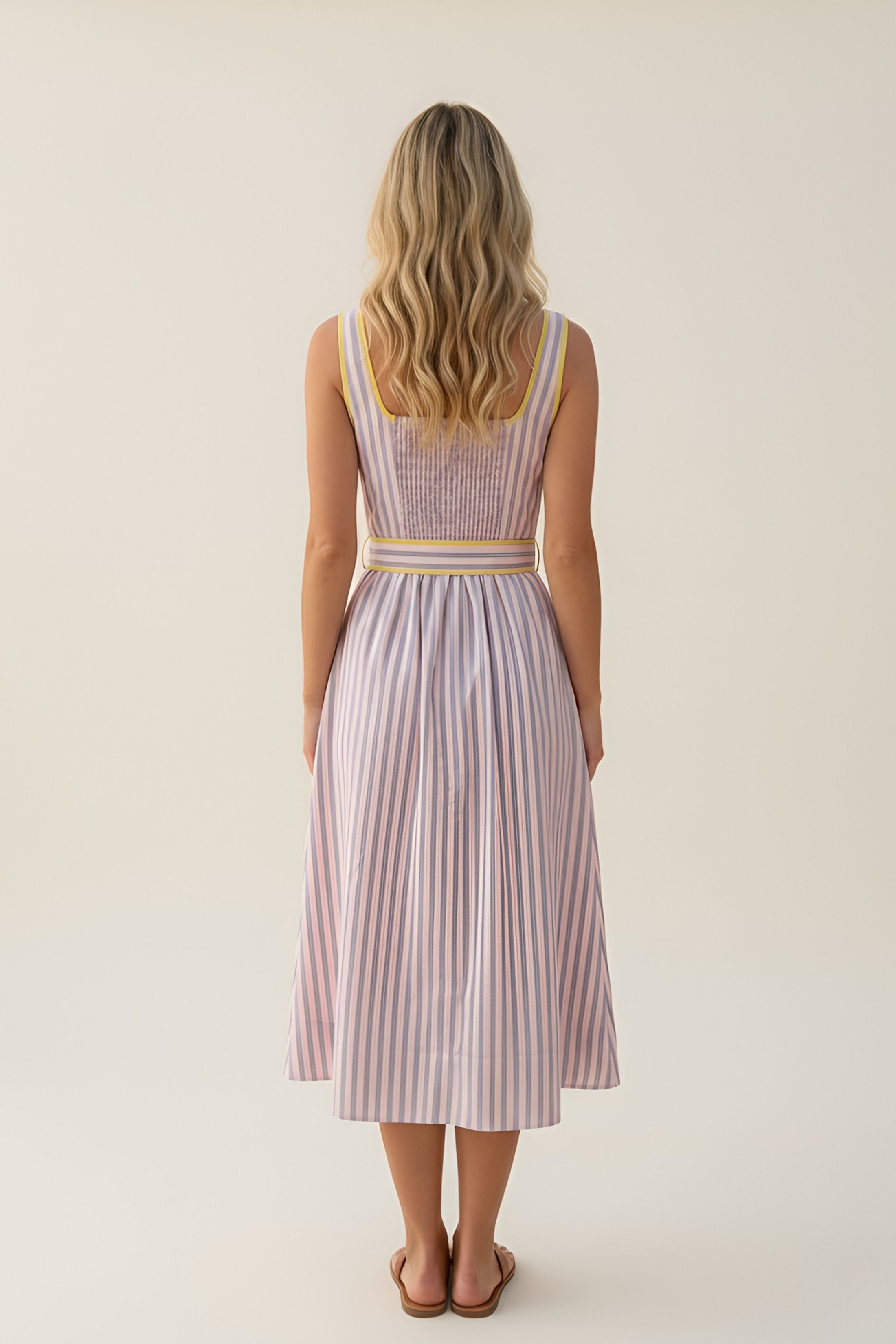 Remi Sleeveless Striped Midi Dress