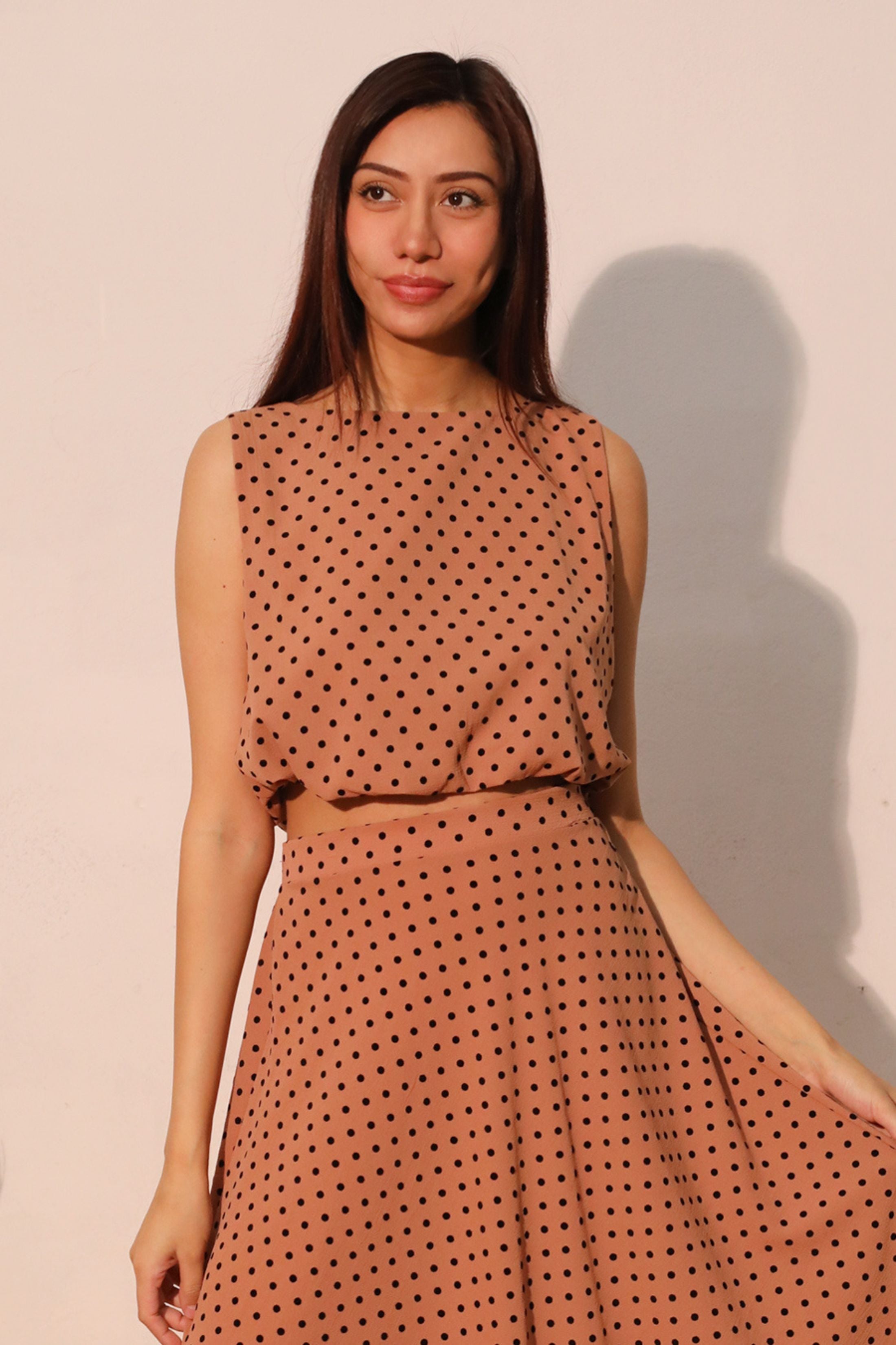 Lucy Flocked Polka Dot Bubble Crop Top