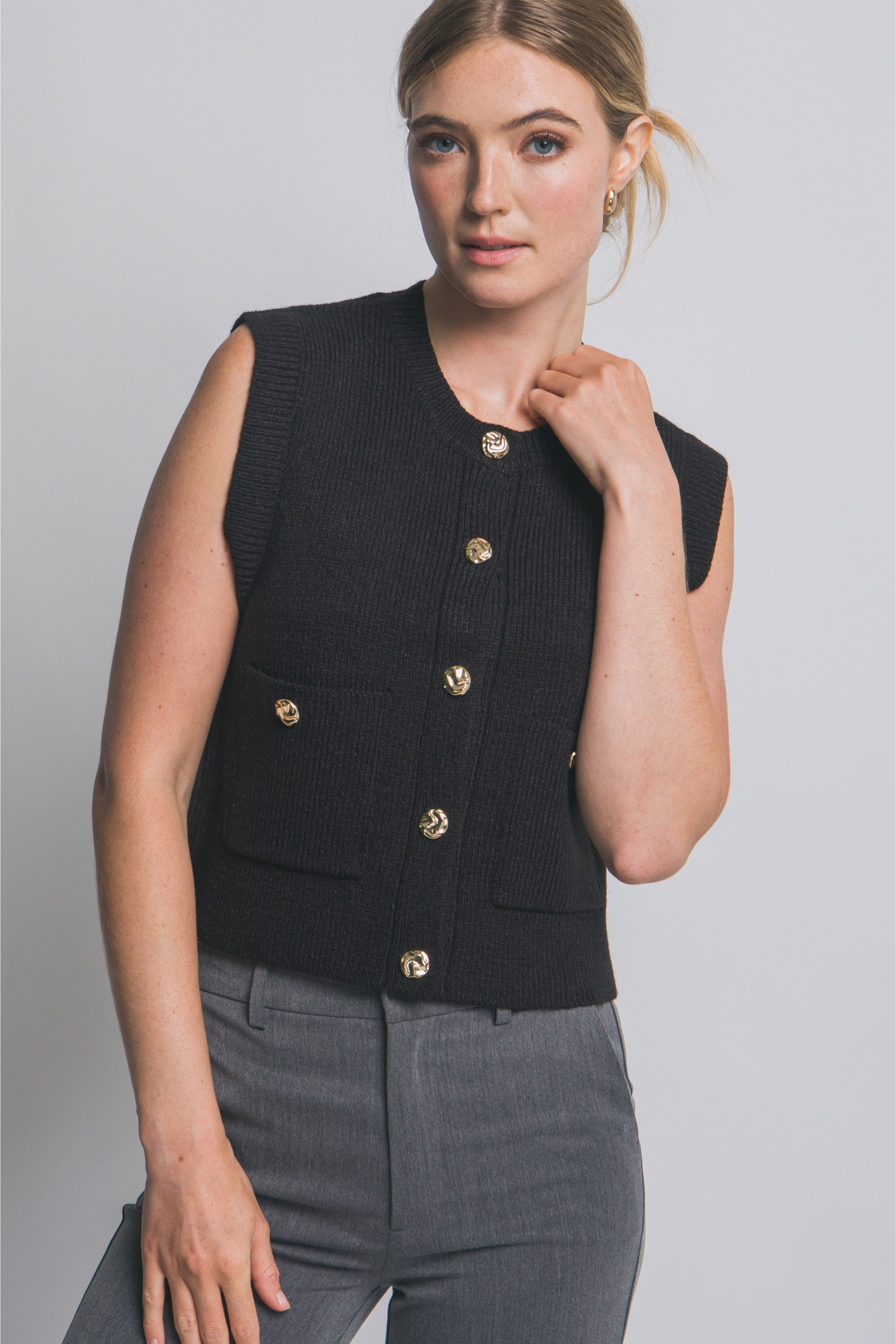 Lori Sleeveless Knit Sweater Vest
