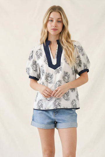 Kerry Embroidered V-Neck Top