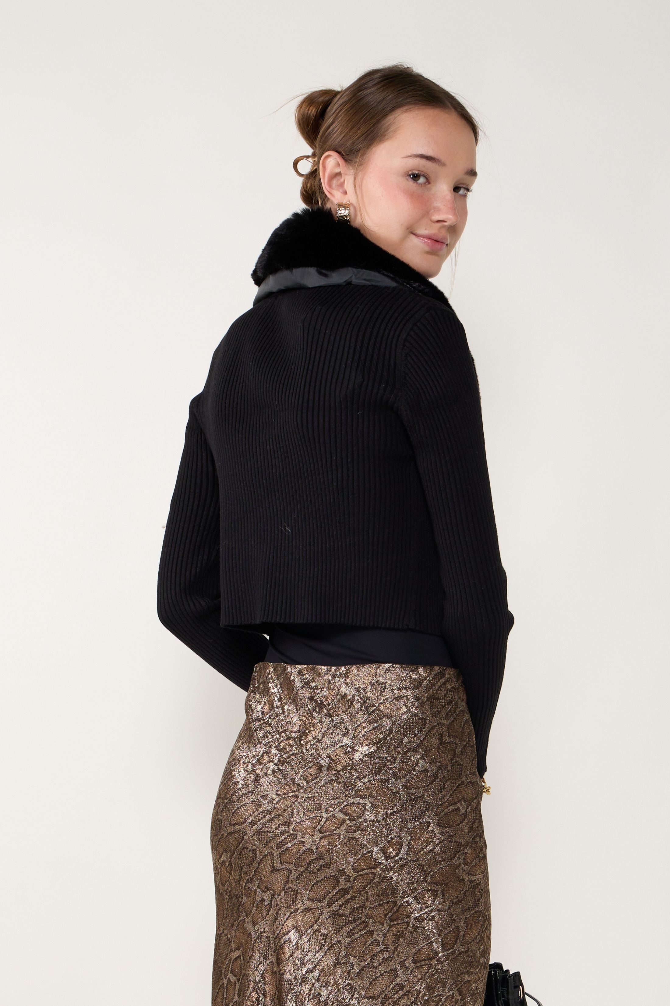 Illona Faux Fur Collar Cardigan